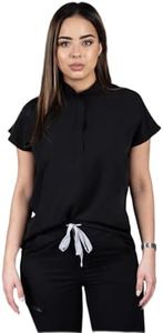 Yiyus Uniforms Essential Comfort Stylish Women's T-Shirt for Casual Medical Scrubs Top for Girls, Black, Medium
