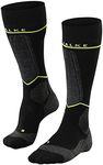 FALKE Men's SK Energizing Wool Compression Ski Socks, Knee High, Medium Padding, Breathable Quick Dry, Merino Wool, Black (Black-Lightning 3171) - Calf Size W3, 9.5-12, 1 Pair