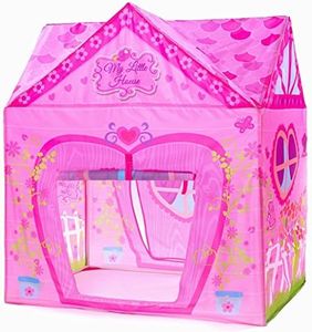 PLAY 10 Kids Tent, Princess Castle Pink Tent for Kids, Kids Playhouse Kids Play Tent, Kids Tent Indoor Playhouse for Kids Outdoor, 37 * 28 * 40inch,Big Enough for 2-3 Little Kids Play Together