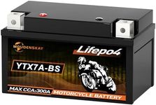 MOUDENSKAY Lithium Motorcycle Battery 12V Lithium Powersports Battery with BMS (YTX7A-BS 12.8V 3Ah 300A) LiFePO4 Motorcycle Battery Starter Batteries for Motorcycles, ATV, UTV, Watercraft, etc