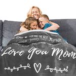 FILO ESTILO Mom Gifts for Birthday Blanket from Daughter or Son, Thoughtful, Unique Mom Blanket Filled with Sentimental Meaningful Words to Say Love You Mom 156x127 cm (Grey, Sherpa)