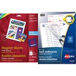 AVERY Magnet Sheets for Inkjet Printers, 8.5" x 11" Full Sheet, White, 5 Sheets (3270), 03270 & Clear Self-Adhesive Laminating Sheets, 3 Mm, 9 X 12-Inch, 10 Sheets Per Pack (75293), Packaging may Vary