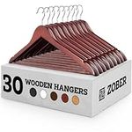 ZOBER Wooden Hangers, Heavy Duty Clothes Hangers 30 Pack, Non-Slip Coat Hanger, Space Saving Closet Hangers with Bar and Notches, Cintres Pour Vêtements, Premium Wood Clothing Hangers