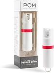 POM Pepper Spray White Flip Top Keychain - Maximum Strength OC Spray Self Defense - Tactical Compact & Safe Design - Quick Key Release - 25 Bursts & 10 ft Range - Accurate Stream Pattern