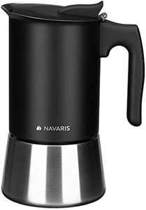 Navaris Moka Coffee Pot - Percolator Espresso Maker for Stovetops Induction Gas Electric Stove Hob - Stainless Steel Percolated Coffee Pot - 10 fl oz