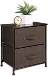 mDesign Small Storage Dresser End/Side Table Night Stand with 2 Removable Fabric Drawers - Organizer for Bedroom, Living Room, Closet - Hold Clothes, Linens, Accessories, Lido Collection, Dark Brown