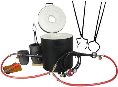 16KG Large Propane Metal Melting Furnace Double Forge Burners Full Foundry Furncace Casting Tools with 2 Crucibles and Crucible Lifting and Pouring Tongs Set