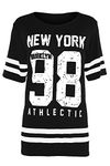 Fashion Star Kids USA American Varsity Stripes Baseball Slim Fit Brooklyn 76 Cap Sleeve T Shirt Top