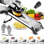 MASTERTOP Mandoline Vegetable Slicer, Mandoline Slicer V Blades with 5 Stainless Steel Blades, Julienne Slicer Cutter for Kitchen Onions, Potatoes, Fruit, Send Cut Proof Gloves & Cleaning Brush