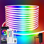 segrass Flexible LED neon Lights Strip 10M 24v RGB with Remote,APP Control, IP65 Waterproof for Bedroom,Room,Outdoors Decor