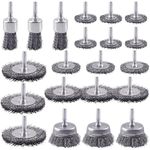AOKLIT 21 Pack Carbon Steel Wire Brush,With1/4 Inch Round Shank,for Cleaning Rust, Stripping and Abrasive