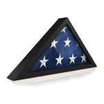 HBCY Creations Flag Case for American Veteran Flag - Wall Mounted USA Flag Box with Polished Plexiglass Front - Triangle Display Case for 9.5’ x 5’ Burial Flag