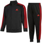 adidas Boys 2 Piece Classic Tricot Track Set, Black With Bright Red, 5