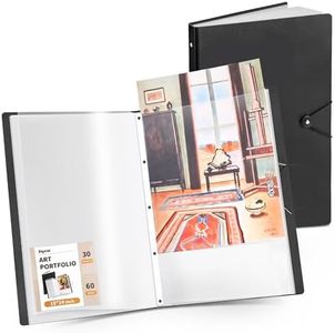 JoyCat Art Portfolio Fits 18x24 Inch, 30 Pockets Art Folder with Clear View Pages, 60 Sheets Presentation Binder for Diamond Art Painting, Artist Portfolios for Artwork Storage (Black)