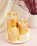 AuraDecor Unscented Pillar Candle Set of 3 (3inch*3inch, 3inch*4inch, 3inch*6inch) || Unscented Candle || Long Burning || Gift Set || Set of 3 Candle || Pillar Candle. (Gold Dust)