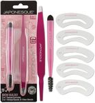 JAPONESQUE Brow Builder Kit - Includes Lamination Spatula, 5 Brow Stencils and Brush for Gels, Waxes and Eyebrow Makeup
