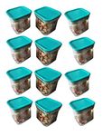 MACHAK Unbreakable Air Tight Food Storage Jar Kitchen Container Set, 600ml |Sky Blue| Set of 12