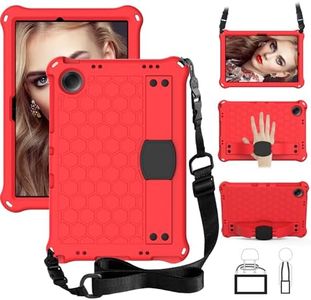 for Alcatel Joy Tab 2 2020 (9032Z) Tablet Case for Kids, Durable Lightweight EVA& PC Shockproof Handle Stand Cover, with Shoulder Strap,Red