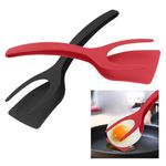 2Pack 2 in 1 Grip and Flip Spatula Tongs Nylon for Cooking Eggs Heat Resistant Pancake Fish French Toast Barbecue Steak for Home Kitchen Cooking Tool