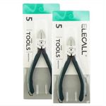 2 Pack Wire Flush Cutter 5 inch Heavy Duty Ultra Sharp Side Clippers Wire Cutter,Precision Snap Ring Pliers,ELECALL Wire Snips with for Wires,Cables,Zip Ties