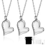 Urn Necklaces for Ashes, 3Pcs Urn Jewelry with Urn Locket, Stainless Steel Keepsake Memorial Pendant for Human Ashes, Includes Funnel Kit and Bag for Securely Preserving Ashes (Forever In My Heart)