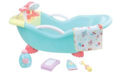 JC Toys - for Keeps Playtime! | Baby Doll Real Working Bath Set | Fits Dolls up to 16" | Shower and Faucet Really Work | Play Accessories | Ages 2+, Pink