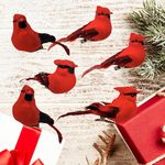 Berfutall-Cardinal Clip On Christmas Tree Ornament Decorations - Red Feathers Set of 12 Pieces Each is 2.8" Lon(C)…