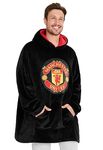 Manchester United F.C. Oversized Hoodie Blanket For Men, Man U Football Gifts (Black)