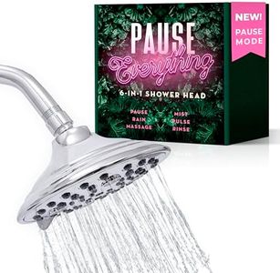 Winthorpe Pause Everything Shower Head with 6 Settings including Trickle Mode, High Pressure, and Mist, Chrome Color