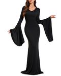 LVCBL Womens Dress Halloween Gothic Costume Vampire Long Sleeves Vintage Dresses Black 2XL