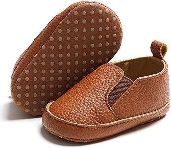 Infant Baby Boys Girls Loafers Shoes Slip On PU Leather Moccasin Slipper Toddler First Walker Crib Dress Shoes(0-18 Months) Brown Size: 6-12 Months Infant