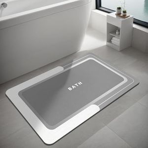 Bath Mat, Bathroom Rugs Super Absorbent Shower Mats Quick Dry Thin Rubber Mats for Bathroom Floor Fit Under Door Bath Mat for for Bathroom Floor Bathtub Vanity-Bathmat Bath Rug (Grey, 43 x 80 cm)