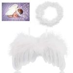 Hifot Newborn Baby Photography Prop Outfits, Feather Angel Wings with Headband Set, Baby Girl Photo Props Accessories White (Purple)