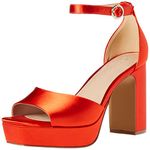 The Drop Women's Hamalie Platform Sandal Fiesta Red Satin, 10