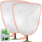 LCHUANG 2Pack 71" x 63" Thickened Large Plant Covers Freeze Protection Winter Tree Shrubs Frost Cloth Warm Blankets, Reusable Plant Protector Drawstring Bags Jacket for Outdoor Plants (3.2 oz/yd²)