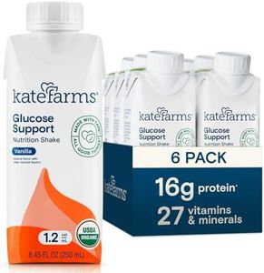 KATE FARMS Organic 1.2 Glucose Support Shake, Vanilla, 16g Protein, 27 Vitamins and Minerals, Meal Replacement, 8.45 oz (6 Pack)