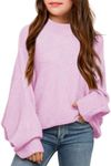 Mafulus Girl's Oversized Turtleneck Fall Sweaters Kids Batwing Long Sleeve Slouchy Chunky Cute Pullover Jumper Shirts 5-14T