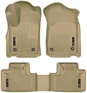 Husky Liners Weatherbeater Floor Mats | Fits 2016-2024 Dodge Durango; 2016-2021 Jeep Grand Cherokee; 2022 Jeep Grand Cherokee WK | Front & 2nd Row, 3-pc Tan - 99153