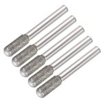 uxcell Diamond Burrs Bits Grinding Drill Carving Rotary Tool for Glass Stone Ceramic 120 Grit 1/4" Shank 8mm Cylinder Ball Nose 5 Pcs