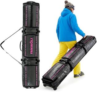Fanwoli Snowboard Ski Bag with Wheels | Fully Padded Ski Bags for Air Travel | Fits 155-185cm Skis/Snowboard & US 13 Boots | 900D Waterproof TPU & Removable Shoulder Straps | Expandable & Foldable