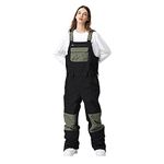 Women & Men's Ski Snow Bib Pants Insulated Waterproof Winter Warm Outdoor Snowboarding Overalls(Black, S)