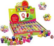 Stamp Set for Kids - Assorted Stamps for Toddlers Alphabet, Numbers, Animal and More Stampers for Kids - 100 Pieces Self-Ink Stamp Toy for Birthday, Party Favor, Easter Egg Stuffers or Treasure Box