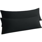 NTBAY Body Pillow Cases Set of 2, 2 Pack Brushed Microfiber 20x54 Pillow Cases, Soft, Wrinkle, Fade, Stain Resistant Black Pillow Cases with Envelope Closure, 20x54 Inches, Black