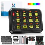MICTUNING P1s RGB 5 Inch 12 Gang Switch Panel, High Power 5-Level Brightness Multifunction Toggle Switch Momentary Circuit Control Relay System Box for Truck RV Offroad Marine, Patent Pending
