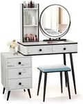 COSTWAY Dressing Table and Stool Se