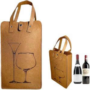 syiyunran Portabottiglie Birra borsa regalo vino - Borsa Per Portare Vino In Feltro Con Manico, Borsa Bottiglie Da Uomo Lavabile, Riutilizzabile, Con Divisori Rimovibili, marrone 21x35cm