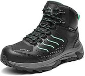 NORTIV 8 Women's Waterproof Hiking Boots Outdoor Trekking Mid Backpacking Mountaineering Lightweight Boots BLACK/CYAN Size 12 US SNHB224W