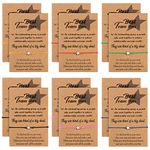 Huquary 12 Pcs Star Shape Friendship Bracelet Set with Make a Wish Card Inspirational Employee Appreciation Gifts Adjustable Teamwork Bracelet Cord String for Women Jewelry Gifts(Classic)