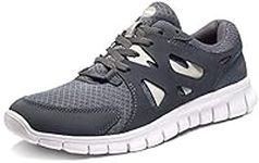 TSLA Men's Sports Running Shoes, Lightweight Breathable Walking Casual Sneakers, Performance Gym Training Athletic Shoes, Flex Mesh Dark Grey, 7.5 UK