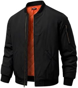 JMIERR Mens Heavyweight Bomber Jacket Water Resistant Coat, Black, M